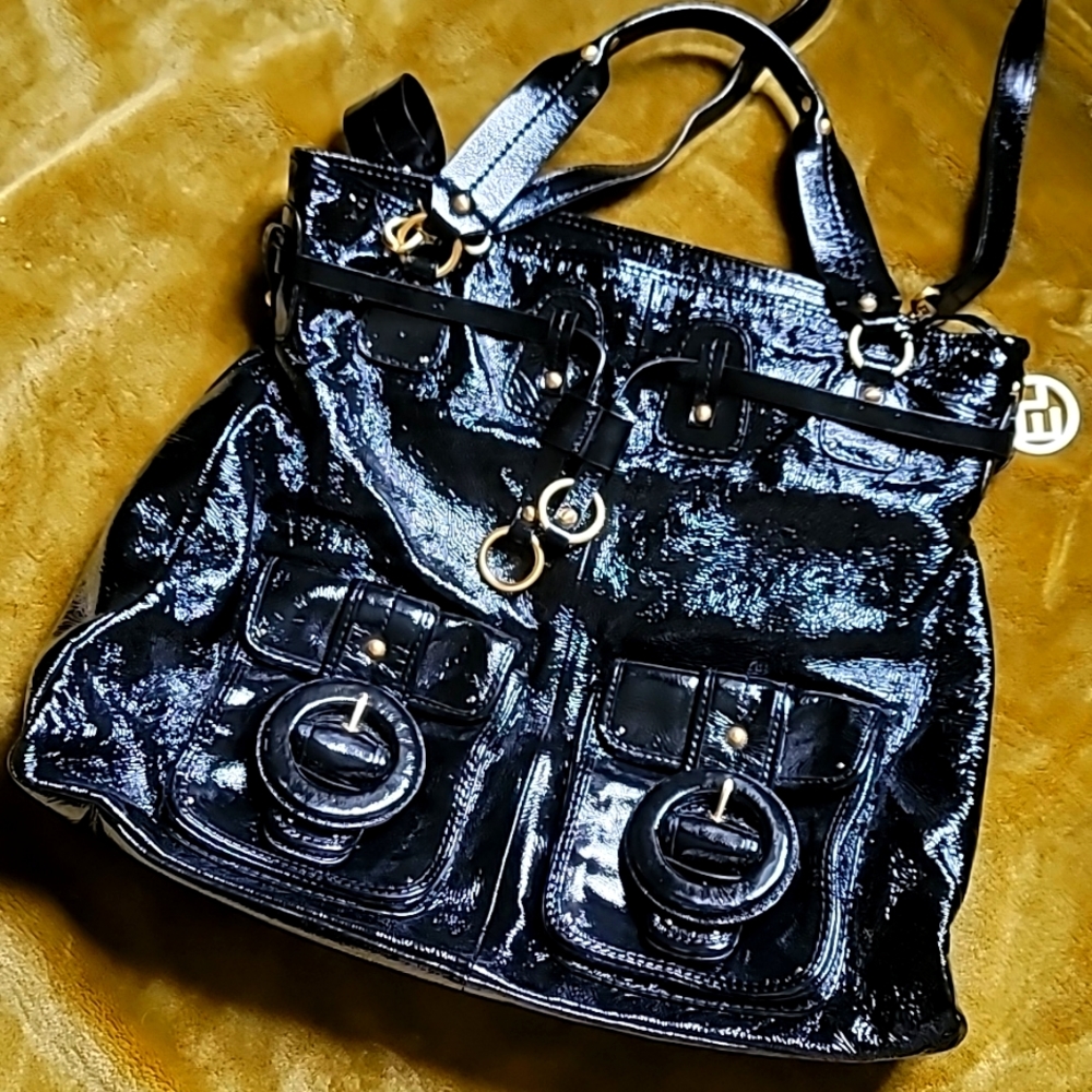 Elliot Lucca black patent purse